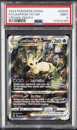 2023 POKEMON SWORD & SHIELD CROWN ZENITH #GG35 FULL ART/LEAFEON VSTAR PSA 9 - Image 1