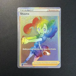 Pokemon TCG Shauna Fusion Strike Rainbow Holo Card 278/264 Full Art Secret Rare - Image 1
