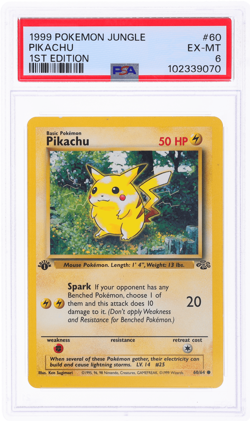 1999 Pokemon Jungle Pikachu 1st Edition #60 PSA 6 - Image 1