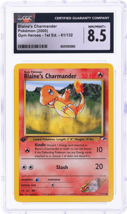 2000 Pokemon Gym Heroes Blaine's Charmander 1st Edition #61 CGC 8.5 - Image 1
