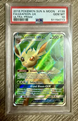 Pokemon Leafeon GX Ultra Prism Full Art #139 PSA 10 Gem Mint - Image 1