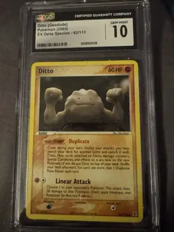 CGC 10 GEM MINT Ditto [Geodude] 2005 EX Delta Species 62/113 Pokemon Card psa - Image 1