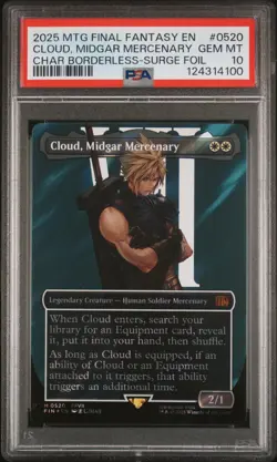 2025 MTG FINAL FANTASY #0520 CLOUD, MIDGAR MERCENARY PSA 10 - Image 1