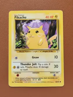Pikachu - 58/102 E3 Yellow Cheeks Stamp Promo Pokemon - MP Base Unlimited WOTC - Image 1