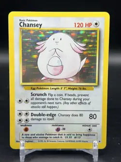 Chansey 3/130 Holo Rare Pokemon Base Set 1999 English WOTC NM- - Image 1