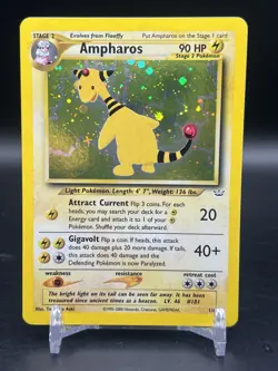 Ampharos Holo Rare 1/64 Swirl Pokemon Neo Revelation 2000 English NM WOTC - Image 1