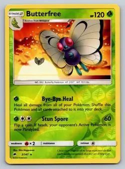 Reverse Holo Butterfree 3/147 Rare Burning Shadows Pokemon TCG - Image 1