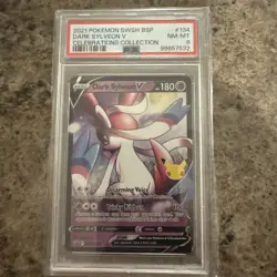 2021 POKEMON SWSH BLACK STAR PROMO CELEBRATIONS COLLECTION DARK SYLVEON V PSA 8 - Image 1