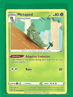 Pokemon TCG SWSH Rebel Clash Metapod #2/192 Regular Uncommon - Image 1