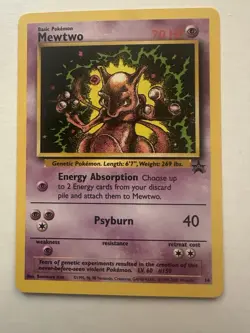 Pokemon 1999 vintage Mewtwo promo card #14 with black star mint condition. - Image 5