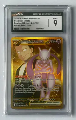 Team Rocket's Mewtwo EX 240/182 Hyper Rare Gold Card Destined Rivals CGC 9 - Image 1