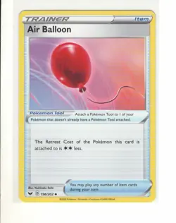SWORD & SHIELD SET AIR BALLOON TRAINER POKEMON CARD 156/202 NM/M - Image 1