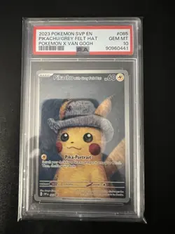 Pokemon Pikachu with Grey Felt Hat Van Gogh Full Art Promo SVP EN 085 PSA 10 - Image 1
