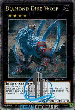 Yugioh RA04-EN200 Diamond Dire Wolf Quarter Century Secret Rare 1st ed - Image 1