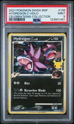 2021 POKEMON SWSH BLACK STAR PROMO CELEBRATIONS COLL HYDREIGON C-HOLO PSA 9 - Image 1