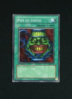 Yugioh Legend of Blue-eyes: Pot of Greed LOB-119 1st Edition MP - Image 1