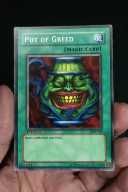 Yugioh Legend of Blue-eyes: Pot of Greed LOB-119 1st Edition MP - Image 3