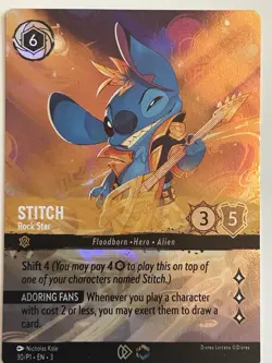 Stitch - Rock Star (Store Championship) 30 Disney Lorcana Promo Cards Holo - Image 1