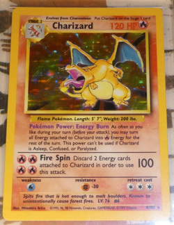 pokemon charizard 4/102 rare holo card base set unlimited 1999 holographic VGC - Image 2