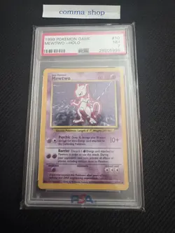 Pokemon 1999 Base Set Mewtwo #10 - Holo Rare - PSA 7 NM - Image 1