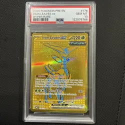 2025 POKEMON PRE EN-PRISMATIC EVOLUTIONS HYPER RARE #176 IRON LEAVES EX PSA 10 - Image 1