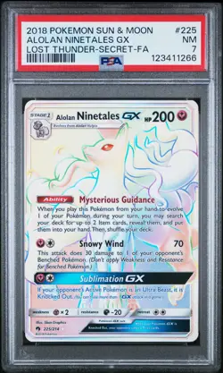 2018 POKEMON SUN & MOON LOST THUNDER SECRET FULL ART/ALOLAN NINETALES GX PSA 7 - Image 1