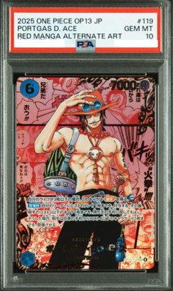 PSA 10 Ace Red OP13-119 Manga Alt Art SEC Carrying on His Will One Piece Card JP - Image 1