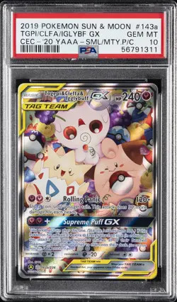 2019 POKEMON SUN & MOON COSMIC ECLIPSE TOGEPI & CLEFFA & IGGLYBUFF GX PSA 10 - Image 1