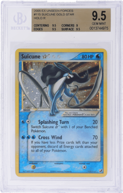 2005 Pokemon Ex Unseen Forces Suicune Gold Star Holo #115 BGS 9.5 - Image 1