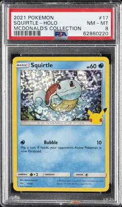 2021 POKEMON MCDONALD'S COLL #17 SQUIRTLE-HOLO PSA 8 - Image 1