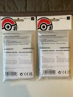 2x 65 Card Sleeves 🔥 Pokemon Center × Van Gogh Eevee & Pikachu Straw Hat Promo - Image 2