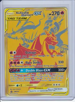 Reshiram & Charizard GX SM247 Pokemon Promo Gold Tag Team English NM - Image 1