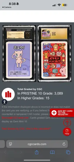 Pokemon TCG Mew CGC Pristine 10 Old Maid - Image 3