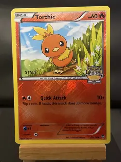 Pokemon Card Torchic 12/111 STAFF Crosshatch Holo City Championships Promo LP - Image 1