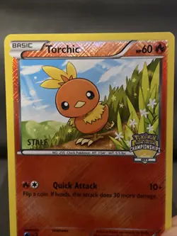 Pokemon Card Torchic 12/111 STAFF Crosshatch Holo City Championships Promo LP - Image 2