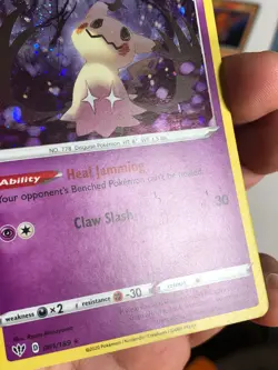 Pokemon TCG Darkness Ablaze Cosmos Holographic Mimikyu w HD Swirl 081/189 LP - Image 3