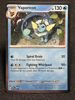 Vaporeon 168 Sv: Scarlet & Violet Promo Cards Cosmos Holo with Two Swirls - Image 1