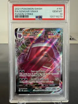 Pokemon TCG PSA 10 Gem MINT Gengar VMax 157/264 Fusion Strike English - Image 1