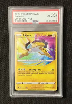 PSA 10 Raikou 050/185 Amazing Rare SWSH: Vivid Voltage Pokemon TCG - Image 1