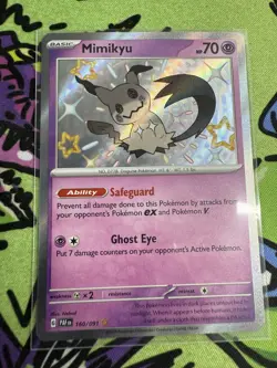 Pokemon Mimikyu TCG Card 160/091 SV Paldean Fates Baby Shiny Rare - Image 1