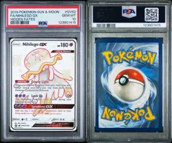 2019 POKEMON SUN & MOON HIDDEN FATES #SV62 FULL ART/NIHILEGO GX PSA 10 - Image 3