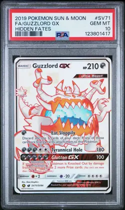 2019 POKEMON SUN & MOON HIDDEN FATES #SV71/SV94 GUZZLORD GX SHINY RARE PSA 10 - Image 1