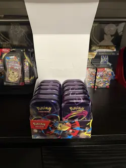 Pokemon TCG: Sealed Mega Evolution Mini Tins (Assorted) with display box - Image 1