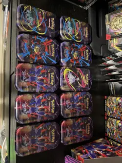 Pokemon TCG: Sealed Mega Evolution Mini Tins (Assorted) with display box - Image 4