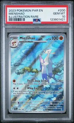 2023 POKEMON PAR EN-PARADOX RIFT 200 MIENSHAO ILLUSTRATION RARE PSA 10 - Image 1