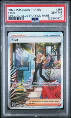 2023 POKEMON PAR EN-PARADOX RIFT SPECIAL ILLUSTRATION RARE #258 RIKA PSA 10 - Image 1