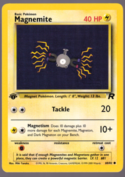 Magnemite 1st Edition 60/82 Team Rocket 2000 Pokemon TCG Card NM - Image 1