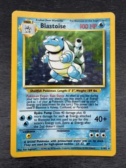 Pokemon Base Set Blastoise Holo Rare Card 2/102 Heavily Played - Image 2