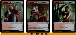 3x - Human Cleric, Rogue, Warrior \ Mercenary Token Lot - FOIL - OJT MTG - Image 1