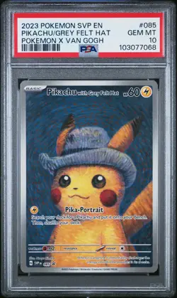 2023 POKEMON SVP EN-SV BLACK STAR PROMO #085 PIKACHU WITH GREY FELT HAT PSA 10 - Image 1